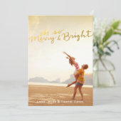 フェイクな金ゴールドホイルのメリーで及び明るいクリスマスカード シーズンカード (スタンド正面)