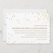 フェイクな金ゴールドホイルの紙吹雪の結婚式の発表 招待状 (正面)