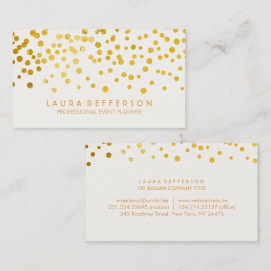 フェイクな金ゴールドホイルの紙吹雪 名刺 (正面/裏面)