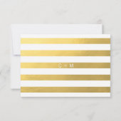 フェイクな金ゴールドホイルの黒く及び白いRSVPメニュー結婚式 出欠カード (裏面)