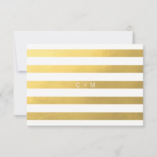 フェイクな金ゴールドホイルの黒く及び白いRSVPメニュー結婚式 出欠カード (裏面)