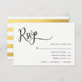 フェイクな金ゴールドホイルの黒く及び白いRSVPメニュー結婚式 出欠カード (正面/裏面)