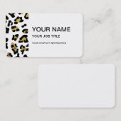 フェイクな金ゴールドホイルの黒のヒョウのプリントパターン 名刺 (正面/裏面)