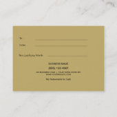 フェイクな金ゴールドホイルの黒のモダンなギフト券 割引カード (裏面)