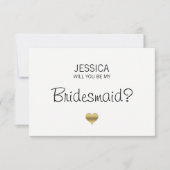 フェイクな金ゴールドホイルの黒私の新婦付添人ですか。 招待状 (正面)