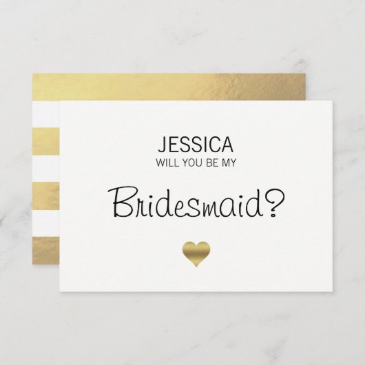 フェイクな金ゴールドホイルの黒私の新婦付添人ですか。 招待状 (正面/裏面)