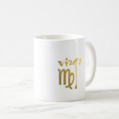 フェイクな金ゴールドホイルの《星座》乙女座の(占星術の)十二宮図の記号 コーヒーマグカップ (正面右)