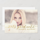 フェイクな金ゴールドホイル| 2015年の卒業のパーティの招待状 招待状 (正面/裏面)