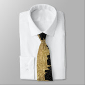 フェイクな金ゴールド及び黒い星明かりの夜ブラシストローク ネクタイ (タイ)