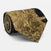 フェイクな金ゴールド及び黒い星明かりの夜ブラシストローク ネクタイ (ロール)