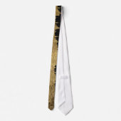 フェイクな金ゴールド及び黒い星明かりの夜ブラシストローク ネクタイ (裏面)