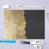 フェイクな金ゴールド及び黒い星明かりの夜ブラシストローク 薄葉紙 (クラフト)