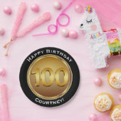 フェイクな金ゴールド名前の1つの第百100th誕生日 ペーパープレート (パーティー)