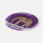 フェイクな金ゴールド種族象の紫色ブラシストローク ペーパープレート (アングル)