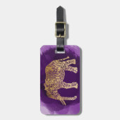 フェイクな金ゴールド種族象の紫色ブラシストローク ラゲッジタグ (正面縦)