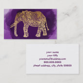 フェイクな金ゴールド種族象の紫色ブラシストローク 名刺 (正面/裏面)