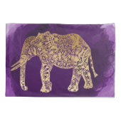 フェイクな金ゴールド種族象の紫色ブラシストローク 枕カバー (裏面)