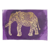 フェイクな金ゴールド種族象の紫色ブラシストローク 枕カバー (正面)