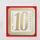 フェイクな金ゴールド10年の従業員サービス賞 サンキューカード (正面/裏面)