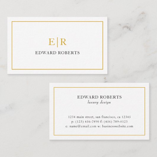 フェイクな金ゴールド2の最初のモノグラムの贅沢 名刺 (正面/裏面)