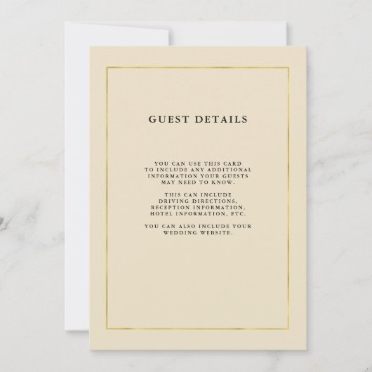 フェイクな金ゴールド|のゲストの詳細が付いている豪華なBisque 招待状 (正面)