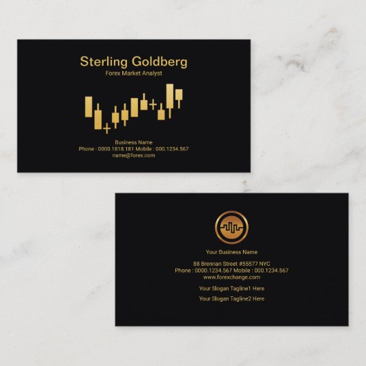 フェイクな金保有高交換グラフ外国為替のディーラー 名刺 (正面/裏面)