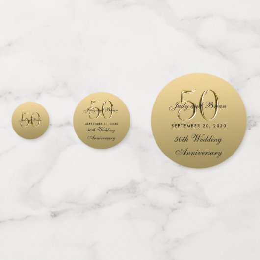 フェイクな金属金ゴールドの黒第50の結婚記念日 コンフェッティ (正面)