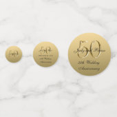 フェイクな金属金ゴールドの黒第50の結婚記念日 コンフェッティ (裏面)