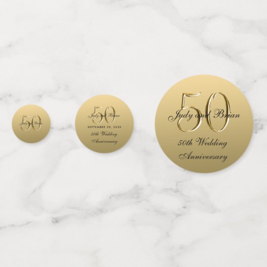 フェイクな金属金ゴールドの黒第50の結婚記念日 コンフェッティ (裏面)