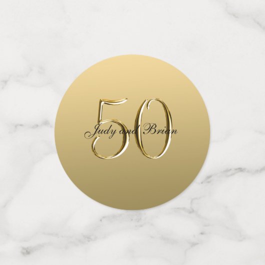 フェイクな金属金ゴールドの黒第50の結婚記念日 コンフェッティ (スモール正面)
