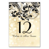 フェイクな金属《写真》ぼけ味のシャンペンのグリッターCurlicues テーブルナンバー (裏面)