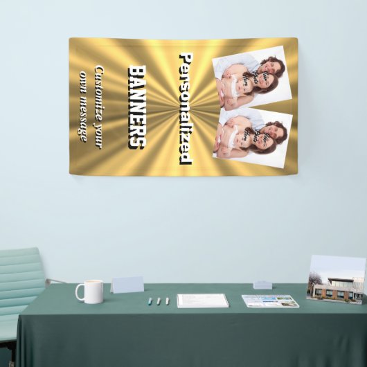 フェイクな金金属金ゴールドの写真テンプレート 横断幕 (トレードショー)