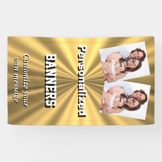 フェイクな金金属金ゴールドの写真テンプレート 横断幕 (横)