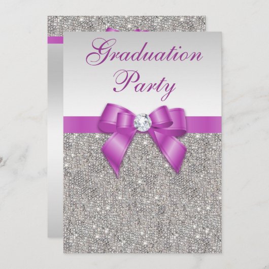 フェイクな銀は放射蘭の卒業パーティーを宝石で飾ります 招待状 (正面/裏面)