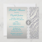 フェイクな銀製のグリッターのシマウマのストライプなブライダルシャワー 招待状 (裏面)
