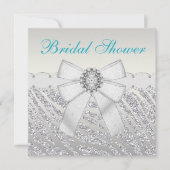 フェイクな銀製のグリッターのシマウマのストライプなブライダルシャワー 招待状 (正面)