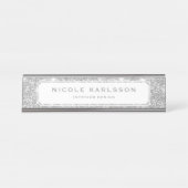 フェイクな銀製のグリッターのルクスのパーソナライズな名札 デスクネームプレート (正面)