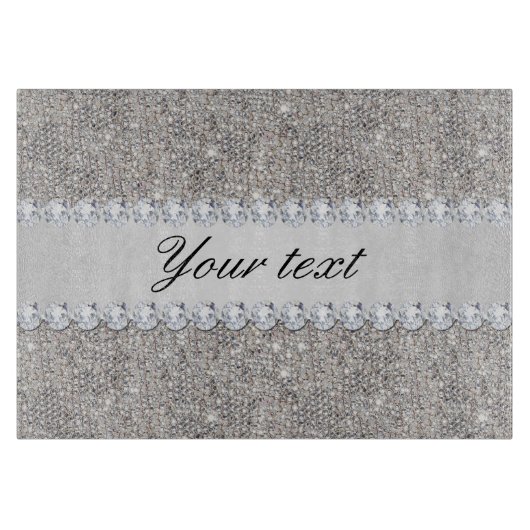 フェイクな銀製のスパンコールおよびダイヤモンド カッティングボード (正面)