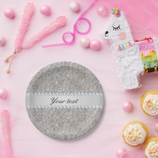 フェイクな銀製のスパンコールおよびダイヤモンド ペーパープレート (パーティー)