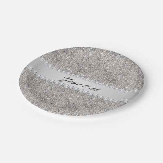 フェイクな銀製のスパンコールおよびダイヤモンド ペーパープレート (アングル)