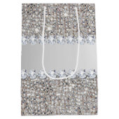 フェイクな銀製のスパンコールおよびダイヤモンド ミディアムペーパーバッグ (裏面)