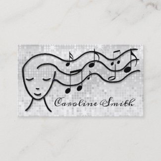 フェイクな銀製のスパンコールのデザインの音楽女の子 名刺