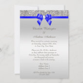 フェイクな銀製のスパンコールのロイヤルブルーの結婚披露宴 招待状 (裏面)