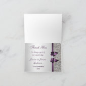 フェイクな銀製のスパンコールの紫色のダイヤモンドの弓は感謝していしています サンキューカード (内部)