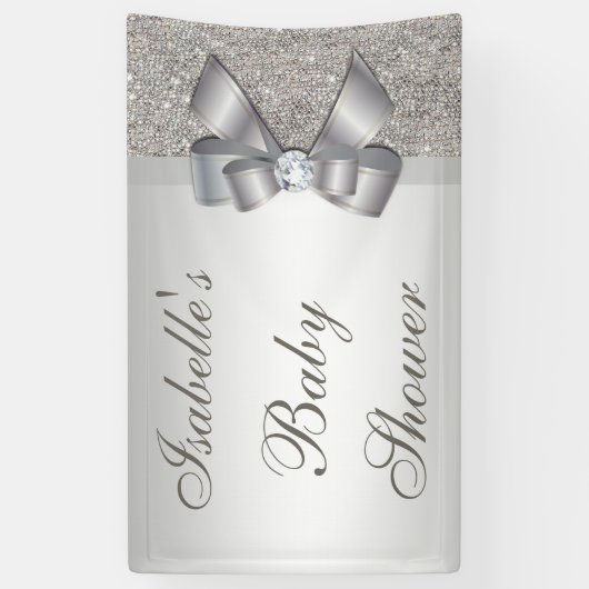 フェイクな銀製のスパンコールは中立ベビーシャワーを曲げます 横断幕 (縦)