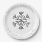 フェイクな銀製のダイヤモンドの雪片のクリスマス・パーティ ペーパープレート (正面)