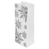 フェイクな銀製の冬の雪片の幸せな休日 ワインギフトバッグ (裏面アングル)