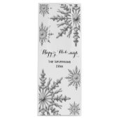 フェイクな銀製の冬の雪片の幸せな休日 ワインギフトバッグ (正面)