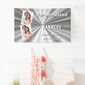 フェイクな銀製の金属灰色のミニマル 横断幕 (インサイチュ)