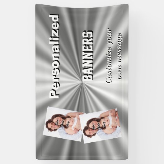 フェイクな銀製の金属灰色のミニマル 横断幕 (縦)